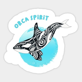 Orca Killer Whale Teal Tribal Tattoo Sun Ink Art Sticker